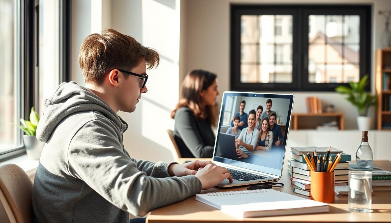 Student using learning strategies while studying